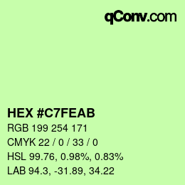 Color code: HEX #C7FEAB | qconv.com