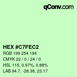 Color code: HEX #C7FEC2 | qconv.com