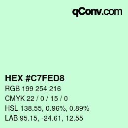 カラーコード: HEX #C7FED8 | qconv.com