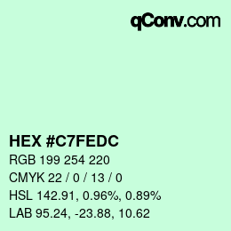 カラーコード: HEX #C7FEDC | qconv.com