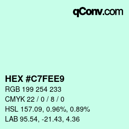 Código de color: HEX #C7FEE9 | qconv.com