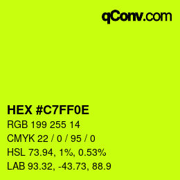 カラーコード: HEX #C7FF0E | qconv.com