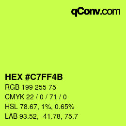 Color code: HEX #C7FF4B | qconv.com