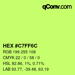 Color code: HEX #C7FF6C | qconv.com