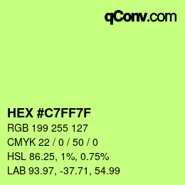 Color code: HEX #C7FF7F | qconv.com