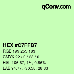 Color code: HEX #C7FFB7 | qconv.com