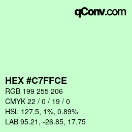 Color code: HEX #C7FFCE | qconv.com