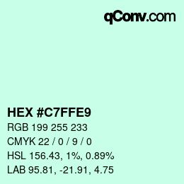 Color code: HEX #C7FFE9 | qconv.com