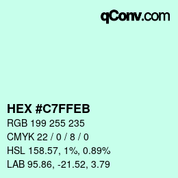 Color code: HEX #C7FFEB | qconv.com