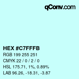 Color code: HEX #C7FFFB | qconv.com