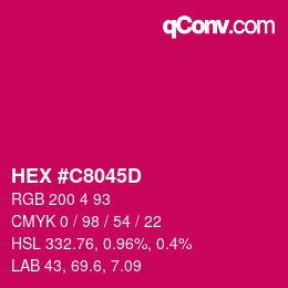 カラーコード: HEX #C8045D | qconv.com