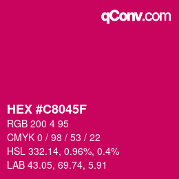 Color code: HEX #C8045F | qconv.com