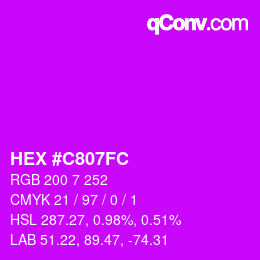 Color code: HEX #C807FC | qconv.com