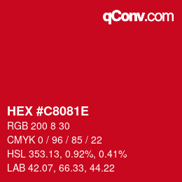Color code: HEX #C8081E | qconv.com