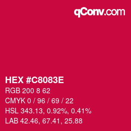 Color code: HEX #C8083E | qconv.com