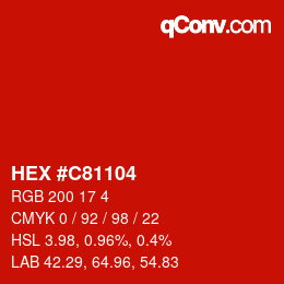 Color code: HEX #C81104 | qconv.com