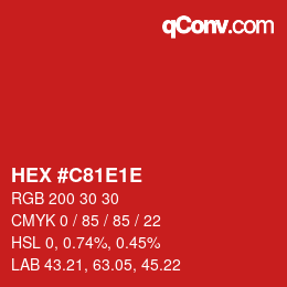 Código de color: HEX #C81E1E | qconv.com