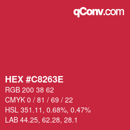 Color code: HEX #C8263E | qconv.com