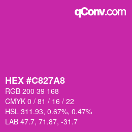 カラーコード: HEX #C827A8 | qconv.com