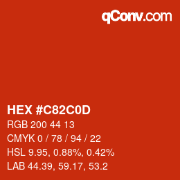 Color code: HEX #C82C0D | qconv.com