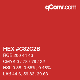 Color code: HEX #C82C2B | qconv.com