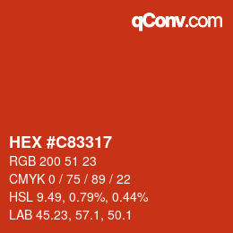 カラーコード: HEX #C83317 | qconv.com