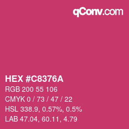 颜色代码: HEX #C8376A | qconv.com