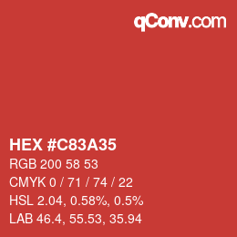Color code: HEX #C83A35 | qconv.com