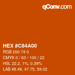 颜色代码: HEX #C84A00 | qconv.com