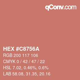 Color code: HEX #C8756A | qconv.com