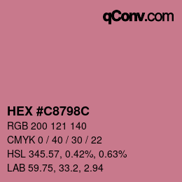 颜色代码: HEX #C8798C | qconv.com