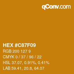 カラーコード: HEX #C87F09 | qconv.com