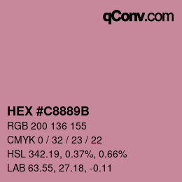 Farbcode: HEX #C8889B | qconv.com