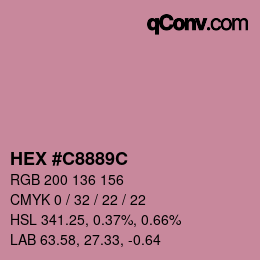 Farbcode: HEX #C8889C | qconv.com