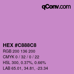 カラーコード: HEX #C888C8 | qconv.com