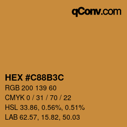 Color code: HEX #C88B3C | qconv.com