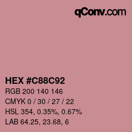 カラーコード: HEX #C88C92 | qconv.com