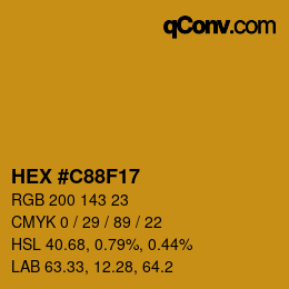 カラーコード: HEX #C88F17 | qconv.com