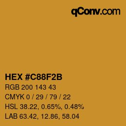 Color code: HEX #C88F2B | qconv.com