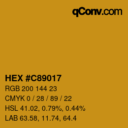 Color code: HEX #C89017 | qconv.com