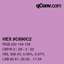 カラーコード: HEX #C890C2 | qconv.com