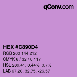 カラーコード: HEX #C890D4 | qconv.com