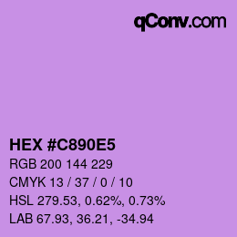 颜色代码: HEX #C890E5 | qconv.com