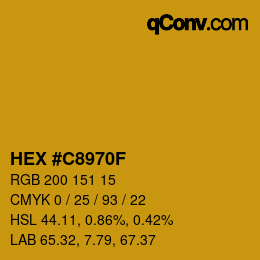 颜色代码: HEX #C8970F | qconv.com