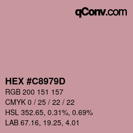 カラーコード: HEX #C8979D | qconv.com
