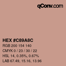 カラーコード: HEX #C89A8C | qconv.com