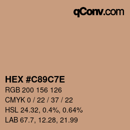 カラーコード: HEX #C89C7E | qconv.com