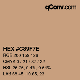 Color code: HEX #C89F7E | qconv.com