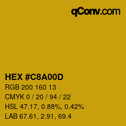 カラーコード: HEX #C8A00D | qconv.com