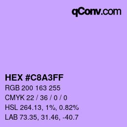 カラーコード: HEX #C8A3FF | qconv.com